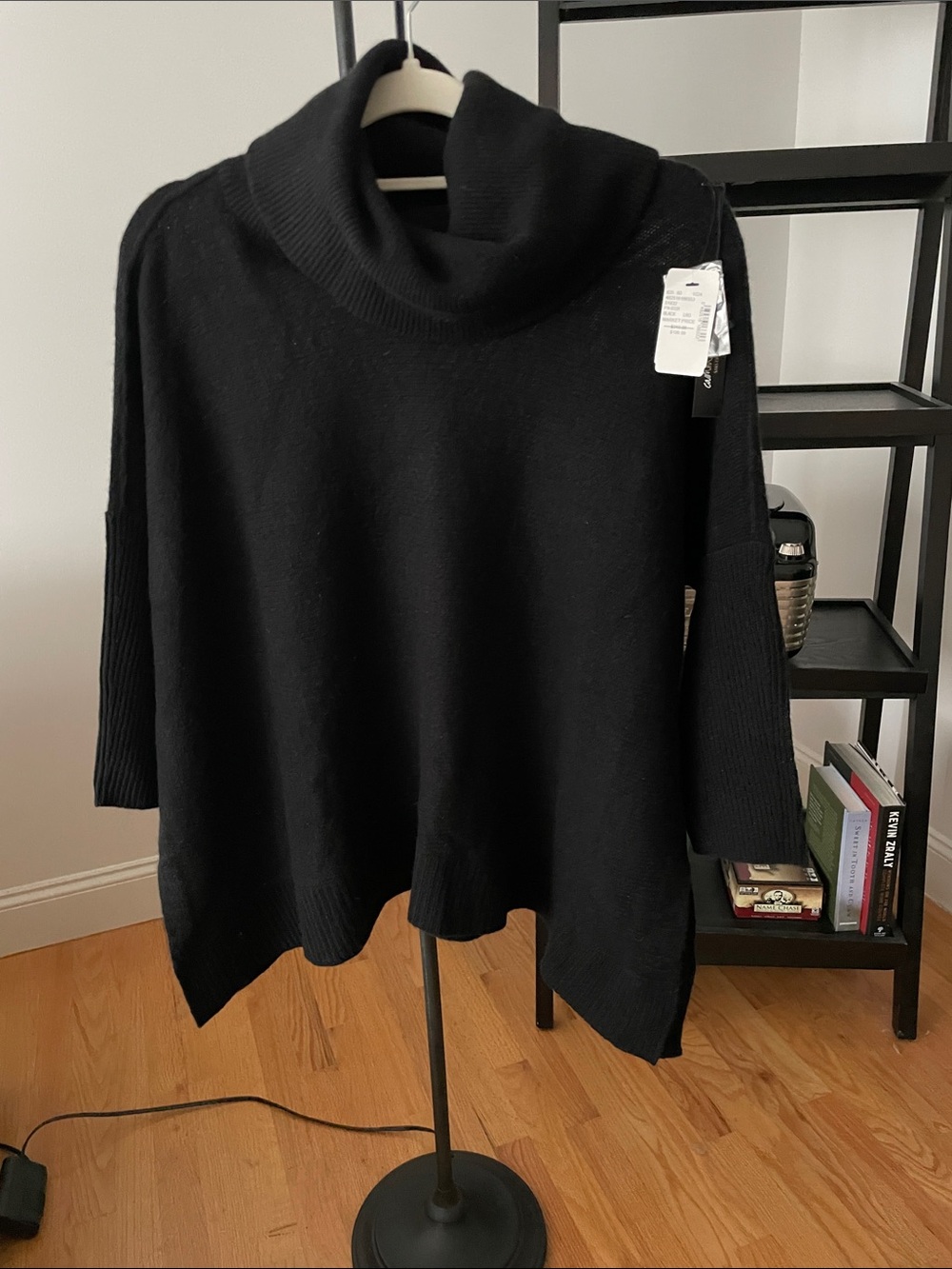 Black cashmere Cowl Neck Women's Sweater/ tunic